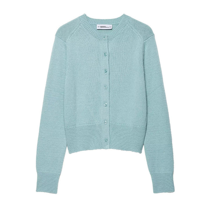 Lightweight knit jacket for women with button placket and classic round collar Lune London
