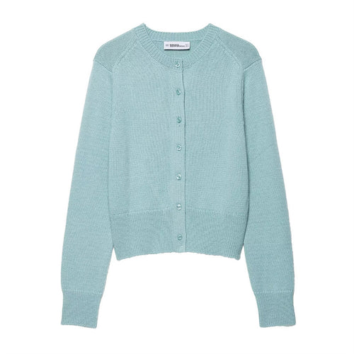 Lightweight knit jacket for women with button placket and classic round collar Lune London