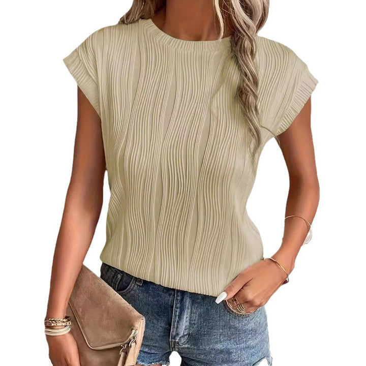 Ladies Elegant top with textured wavy pattern and elastic hem Lune London