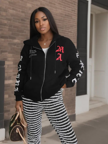 Lady Zip-Hoodie with unique graphic print and relaxed fit Lune London