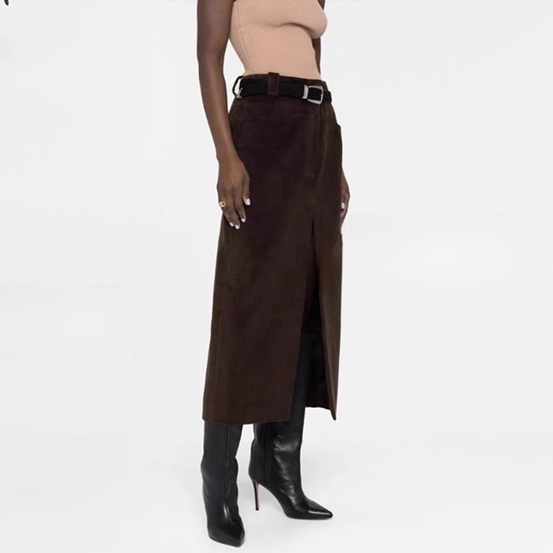 Jupe longue en cordon pour femme avec fente haute Chic & Stil