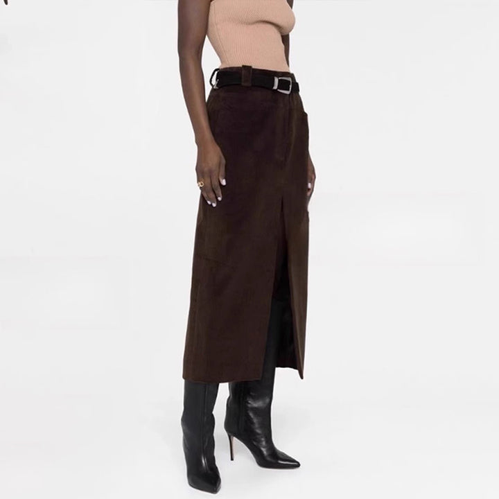 Jupe longue en cordon pour femme avec fente haute Chic & Stil