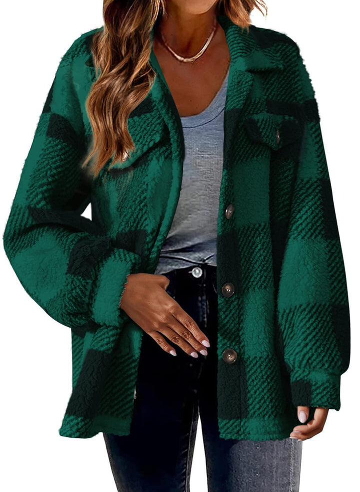 Ladies Cozy Tartan Jacket with Buttons and Chest Pocket Lune London
