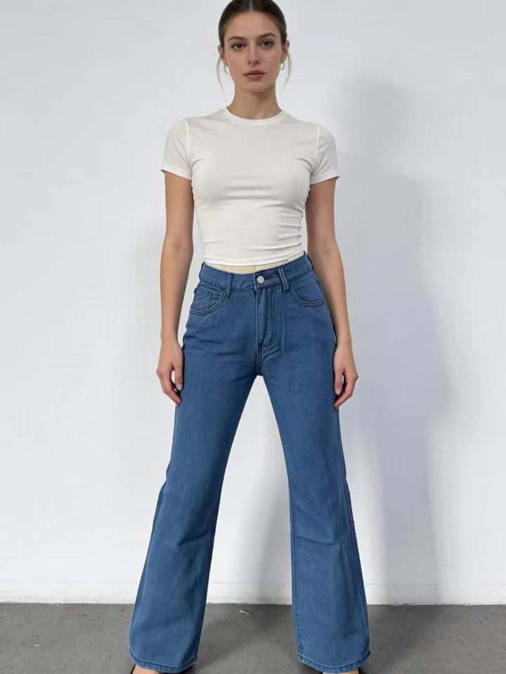 Women's Wide Jeans with Artistic Butterfly Design Lune London
