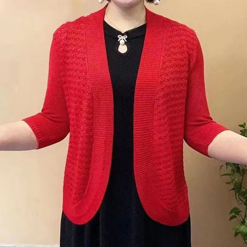 Knit jacket for women with 3/4 sleeves and a textured pattern Lune London