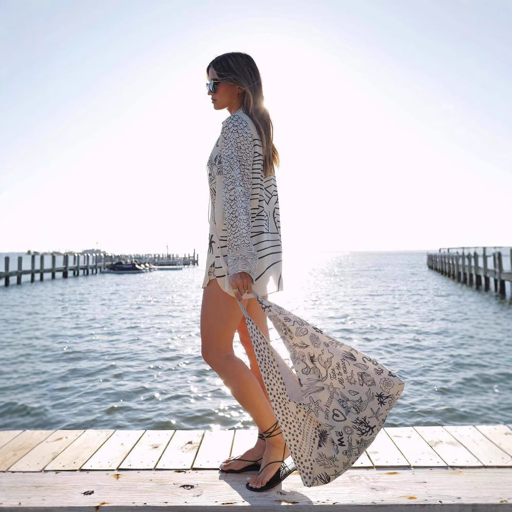 Ladies beach tunic with creative printed patterns Lune London