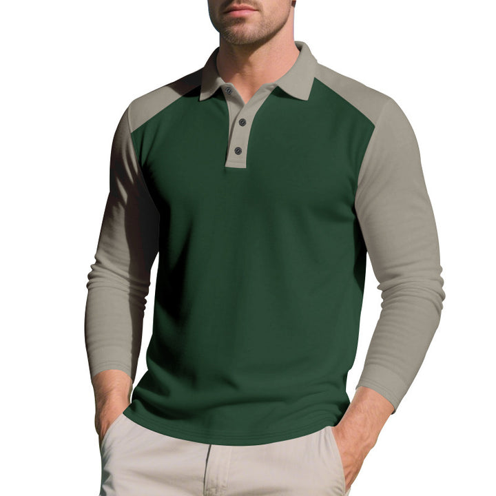 Men's long sleeve polo shirt with modern color contrast and breathable materials Lune London