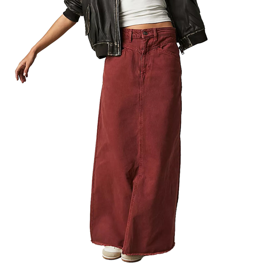 Women's maxiskirt made of black denim with side pockets and casual cut Lune London