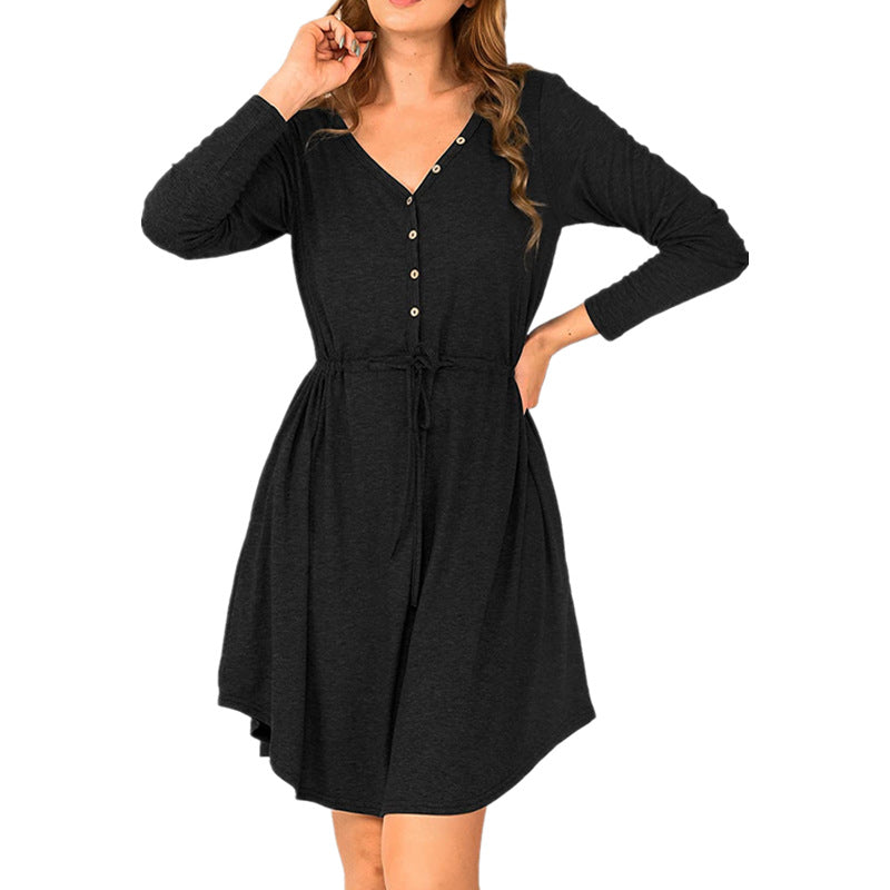 Casual wrap dress for women with button details and drawstring waist Lune London
