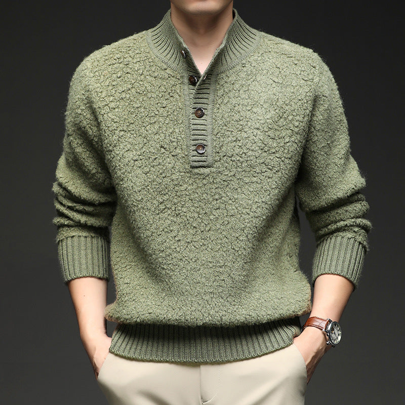 Men's sweater with textured surface and practical button closure Lune London