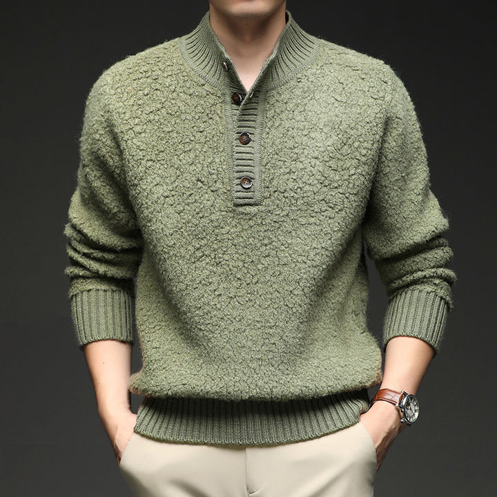 Men's sweater with textured surface and practical button closure Lune London