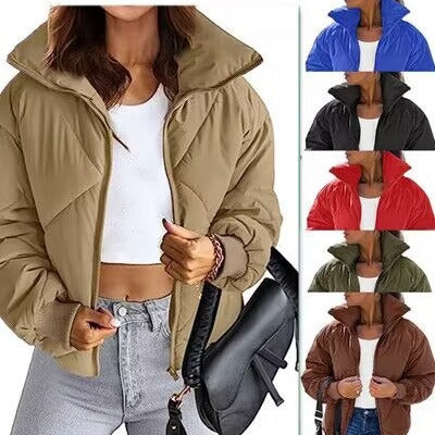 Ladies thermal insulated quilted jacket with high collar and elastic cuffs Lune London
