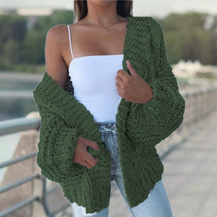 Ladies chunky knit cardigan with oversized sleeves and a relaxed fit Chic and Still