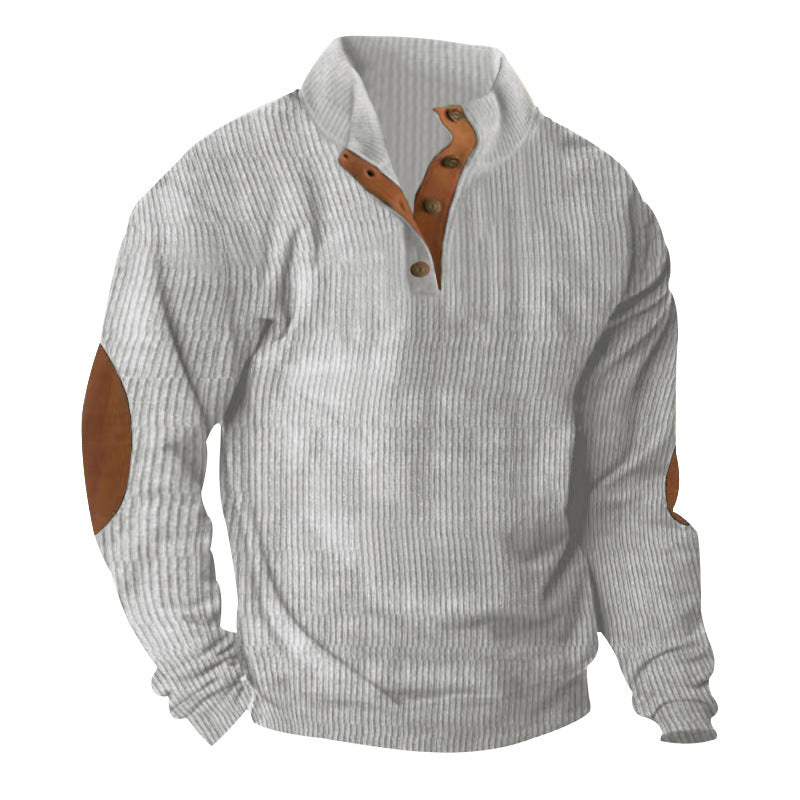 High-end knitwear for men with button placket and trendy leather applications Lune London