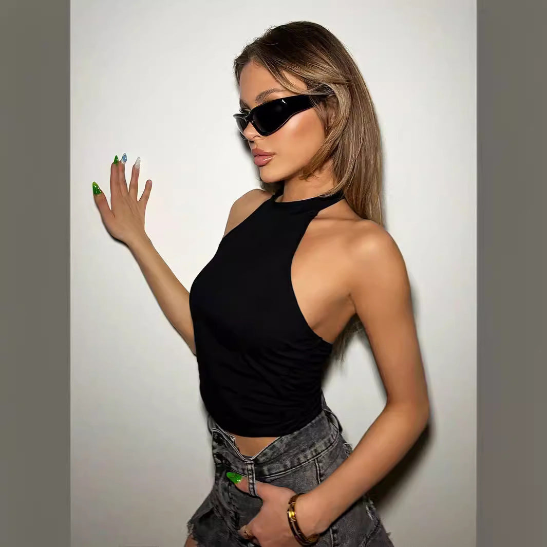 Chic & Stil women's halter neck top with a sleek design and a fitted silhouette