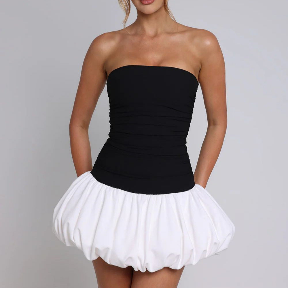 Women's mini dress with ruffles and strapless design Lune London