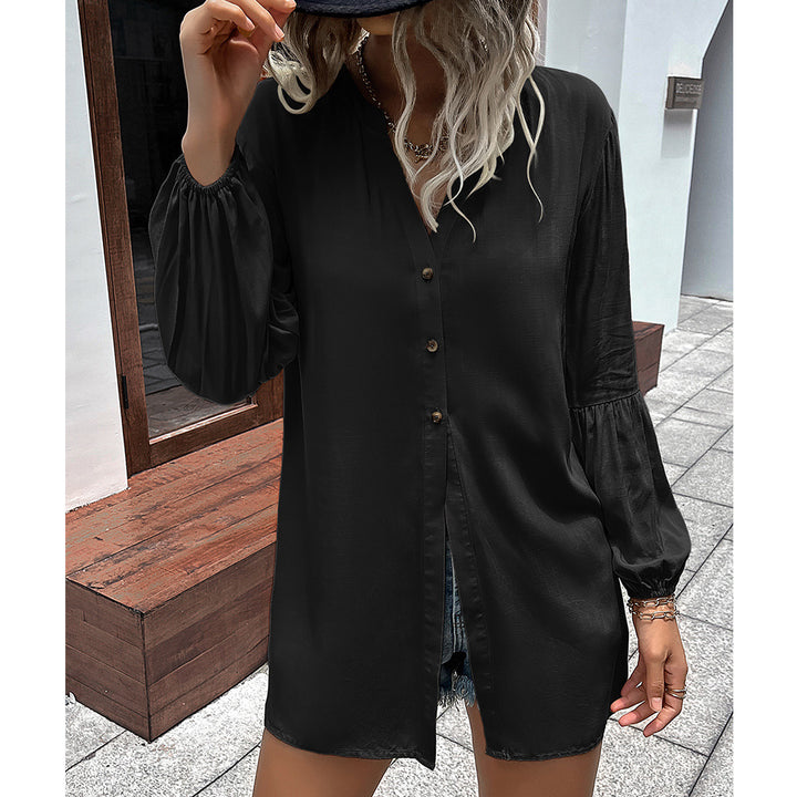 Casual blouse for women with V-neck and balloon sleeves Lune London