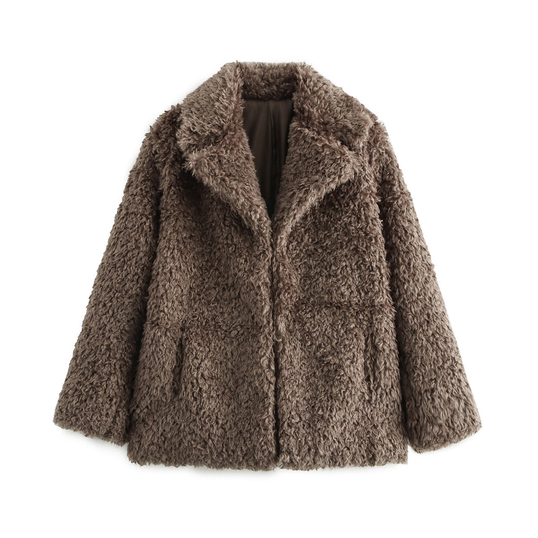 Ladies cozy fleece jacket with elegant collar Lune London