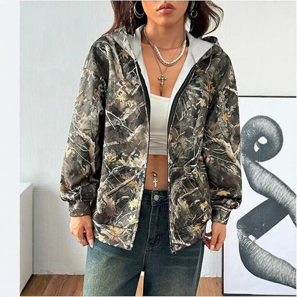 Veste à capuche pour femme avec motif camouflage et coupe ample Chic & Stil