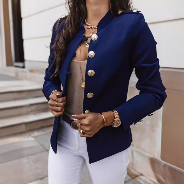 Trendy women's blazer with gold buttons and slim fit Lune London