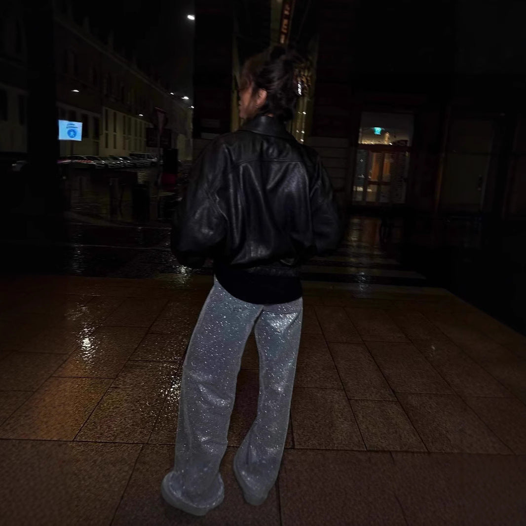 Ladies elegant leather jacket with relaxed fit and practical pockets Lune London