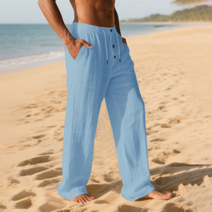 Comfortable summer leisure pants for men with elastic waistband and modern button details Lune London