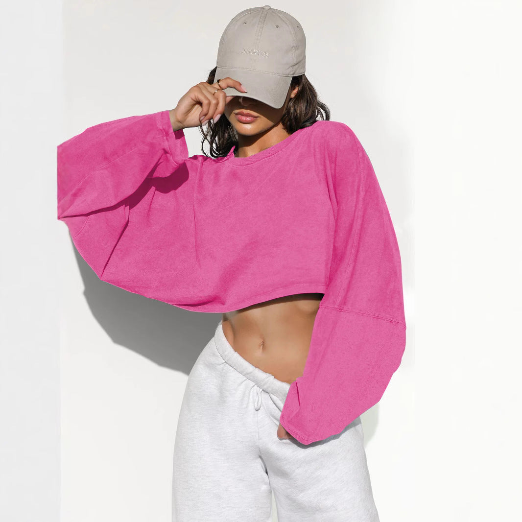 Women's Casual Cropped Sweatshirt with Loose Fit and Balloon Sleeves Lune London