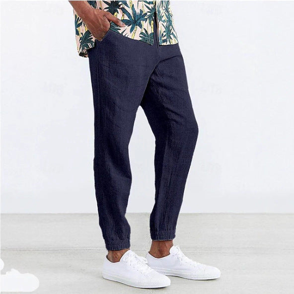 Casual linen pants for men with elastic waist and side pockets Lune London