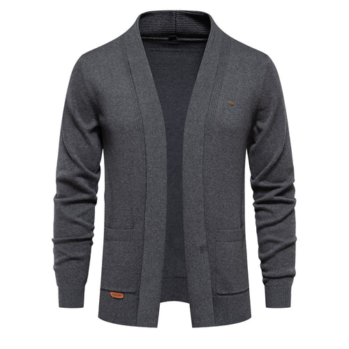 Pleasant knit jacket for men with open collar and practical pockets Lune London