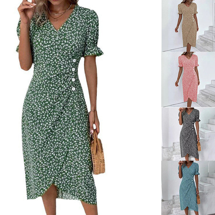 Vintage-inspired floral wrap dress for women Lune London