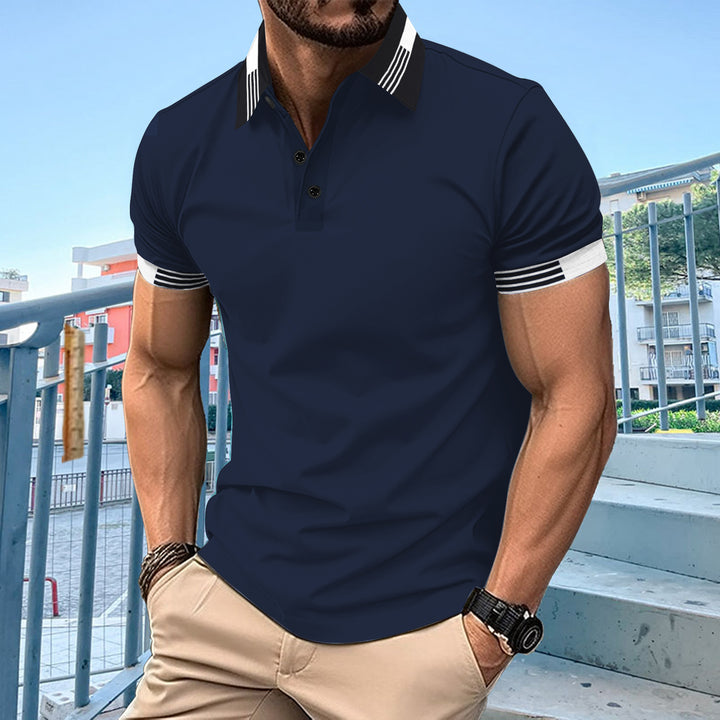 Elegant short-sleeved polo for men with contrasting piping Lune London