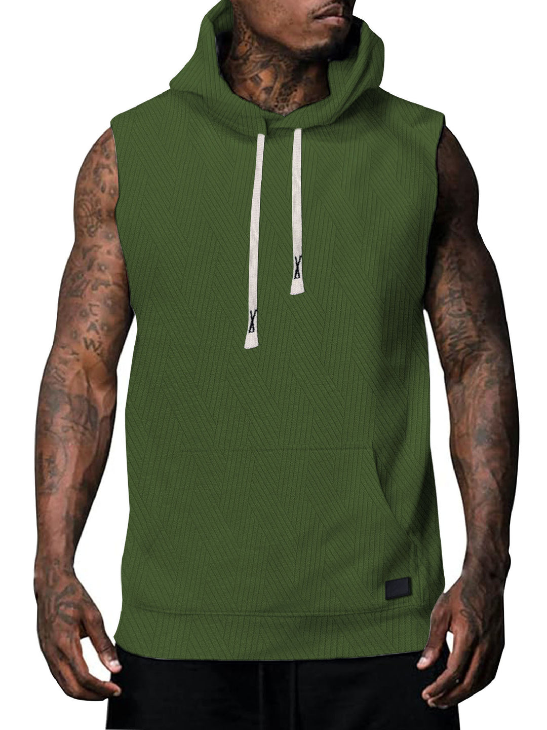 Sleeveless hoodie for men with textured design and practical kangaroo pocket Lune London