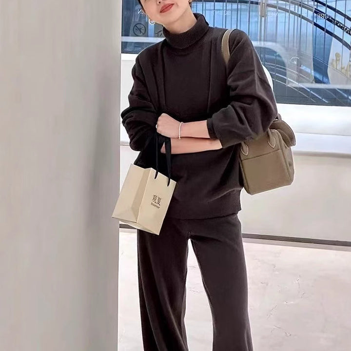 Pull en tricot taille haute pour femmes avec col montant à la mode et matériau doux Chic & Stil