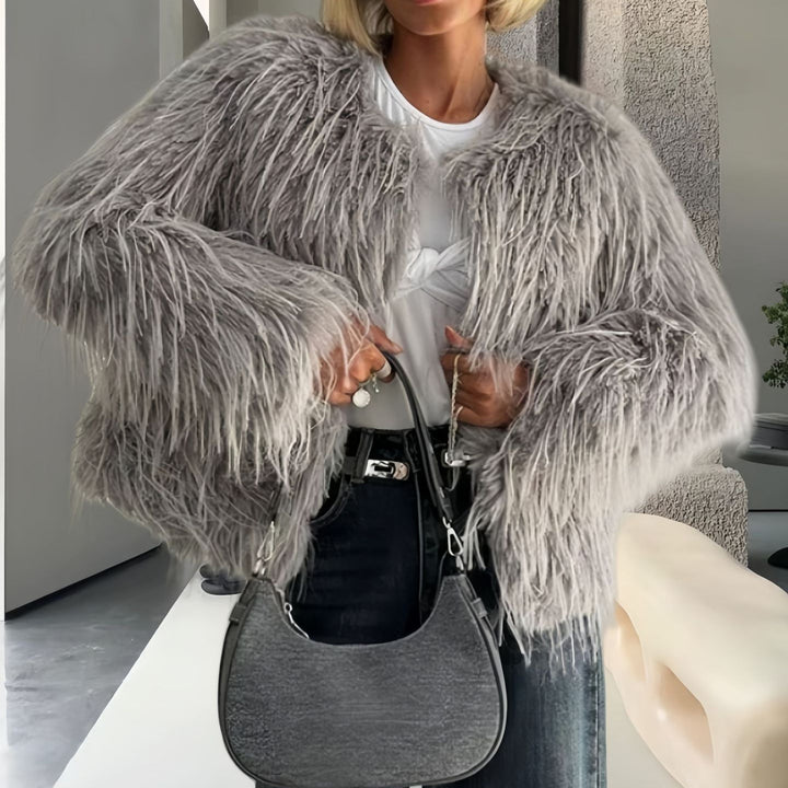 Ladies Chic and Stylish Oversized Sleeve Faux Fur Jacket