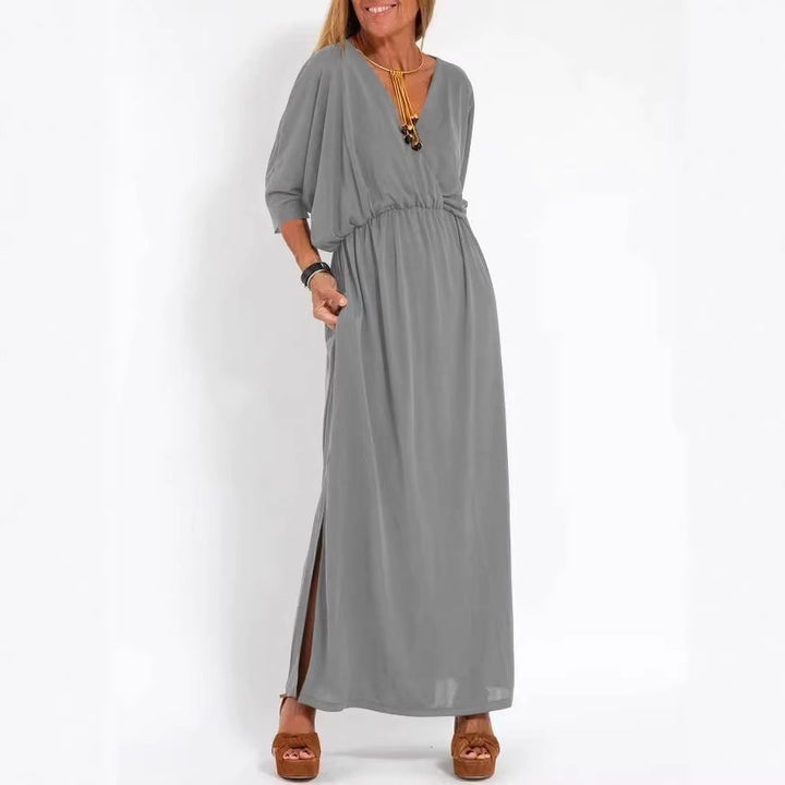 Robe maxi élégante pour femmes avec fente latérale et ceinture flexible Chic & Stil