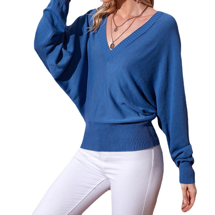 Ladies V-neck sweater with loose fit and puff sleeves Lune London