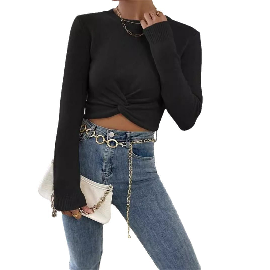 Women's cropped clothing with an elegant knot at the front Lune London