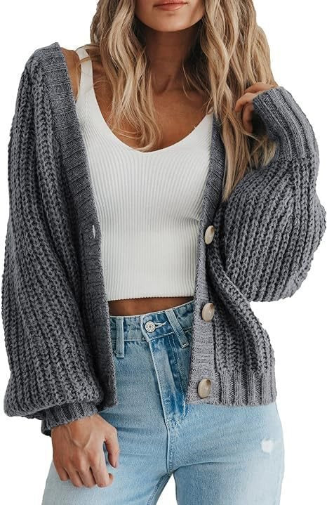 Thick knit cardigan for women with button details and loose fit Lune London