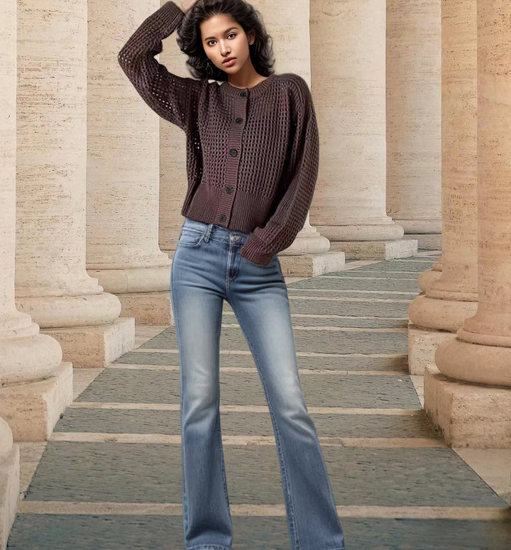Thick knit jacket for women with an openwork design and a relaxed fit Lune London