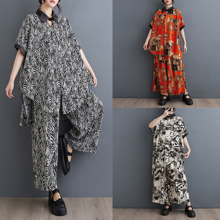 Ladies Oversized Graphic Print Tunic Set Lune London