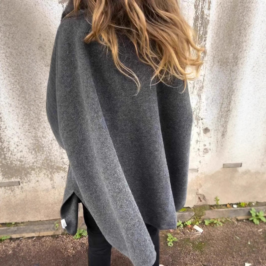 Ladies Elegant Wool Jacket with Luxurious Chic Faux Fur Collar