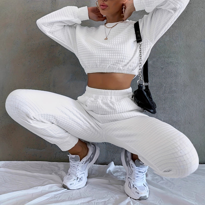 Ensemble décontracté pour femmes avec design matelassé et taille élastique Chic & Stil