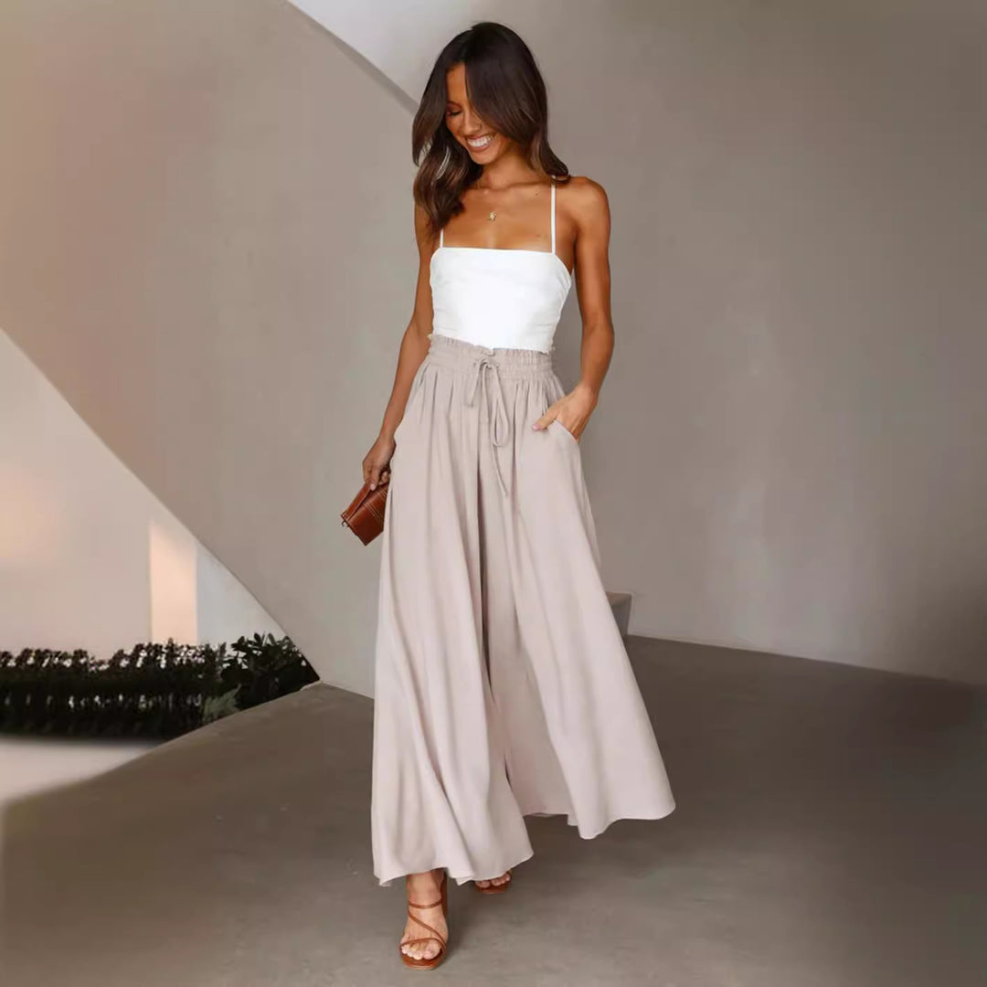 Maxi skirt for women with elastic waistband and side pockets Lune London