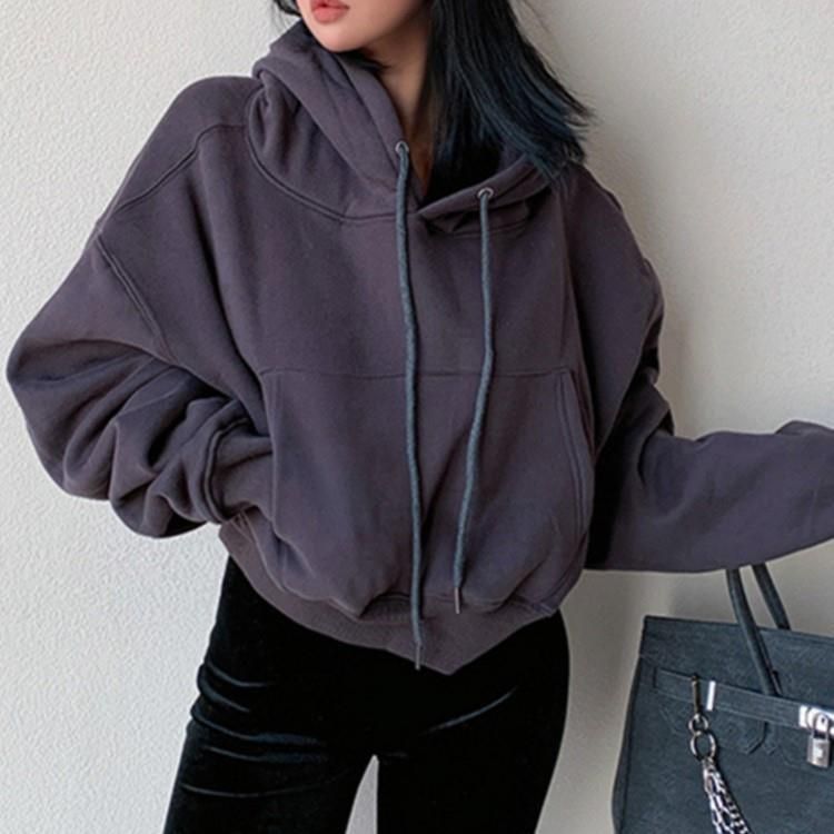 Ladies sweat-crop hoodie with kangaroo pocket Lune London