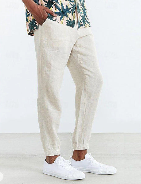 Casual linen pants for men with elastic waist and side pockets Lune London