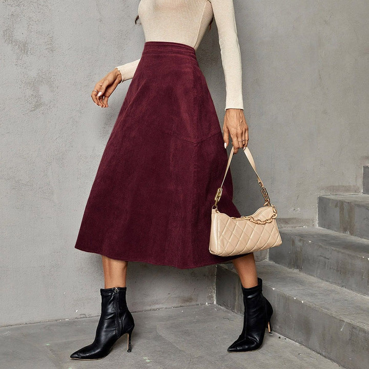 Lune London Soft corduroy midi skirt for women with high waist