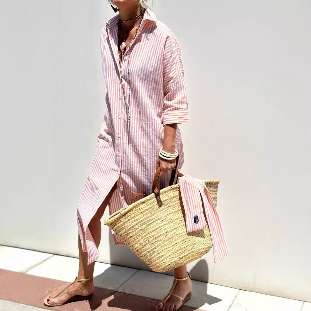 Shirt dress for women with a modern lacing design and side slits Lune London