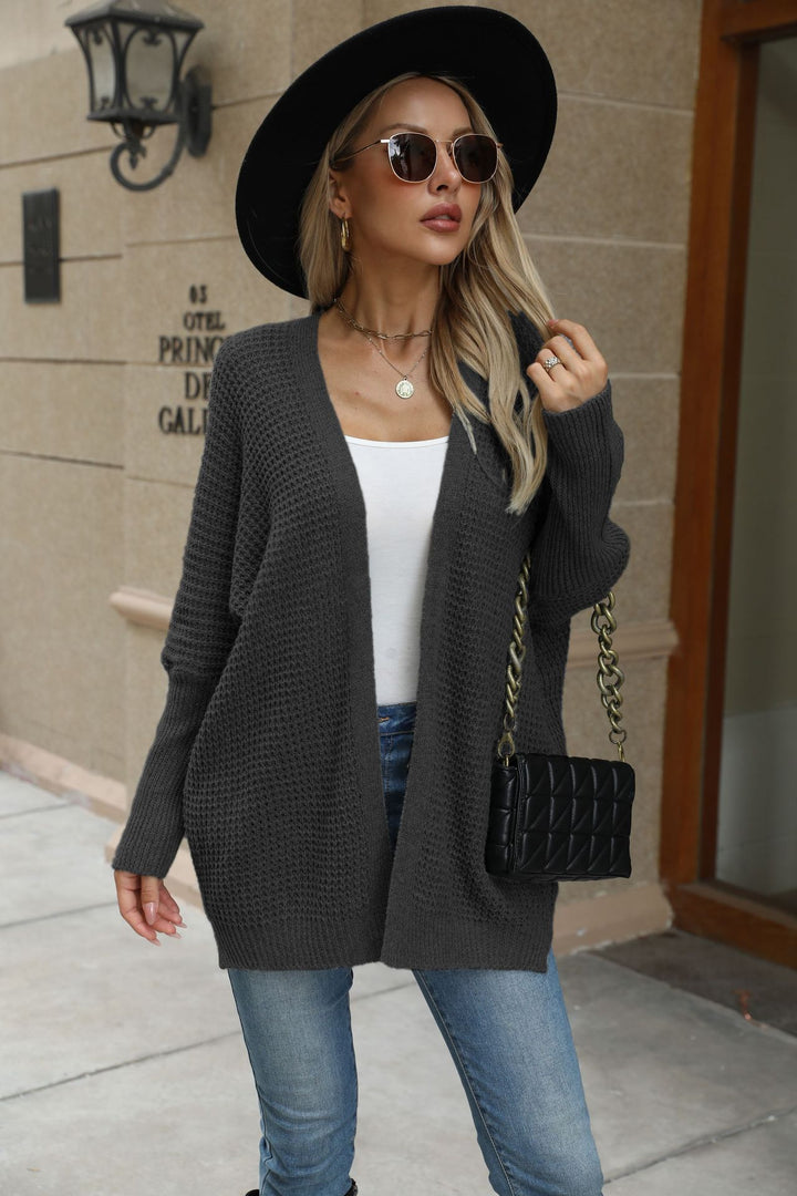 Cardigan en tricot décontracté pour femmes avec devant ouvert et texture grossière Chic & Stil