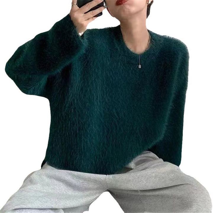 Ladies Plush Sweater with Relaxed Fit and High Round Neck Lune London