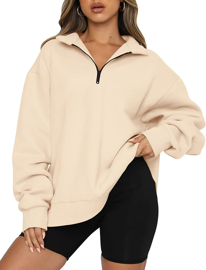 Women’s hoodie with half zipper and relaxed fit Lune London